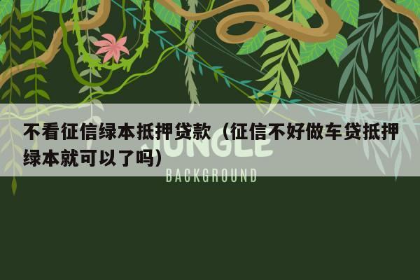 不看征信车抵贷(抵贷征信车看不看征信)? (http://m.qacrysj.cn/) 知识问答 第2张