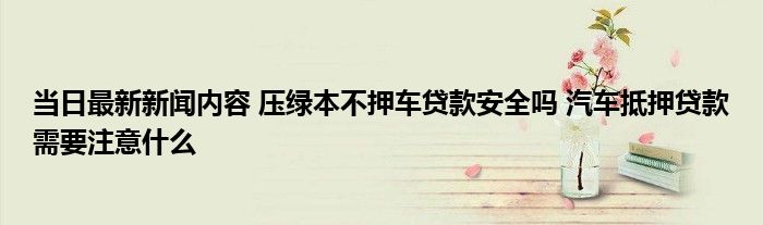 车主贷需要抵押绿本吗(车贷抵押需要绿本吗)? (http://m.qacrysj.cn/) 知识问答 第1张